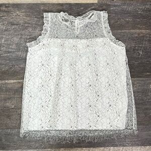 Shannon Ford white lace sleeveless blouse top shirt size medium M B192